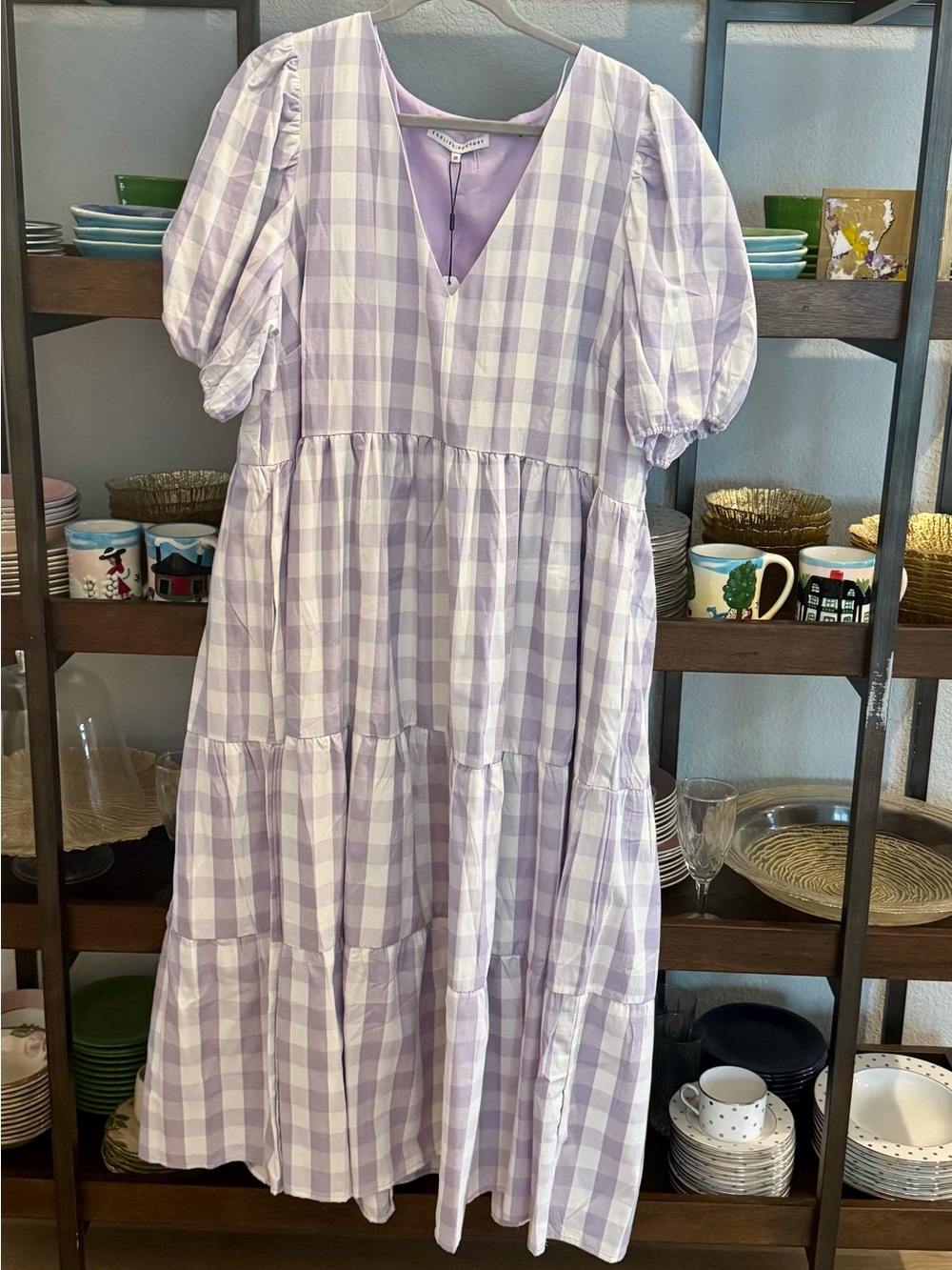 English Factory Lilac Gingham Midi Dress